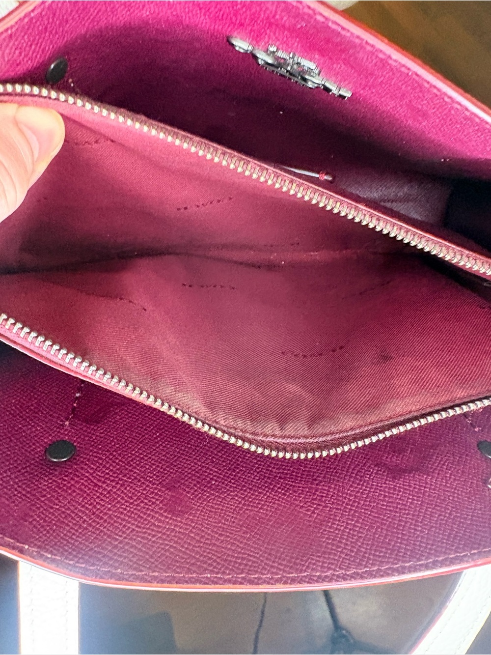 Coach Cream Leather Tote with Multicolor Floral Print - Picture 6 of 9